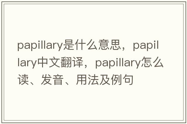 papillary是什么意思，papillary中文翻譯，papillary怎么讀、發(fā)音、用法及例句