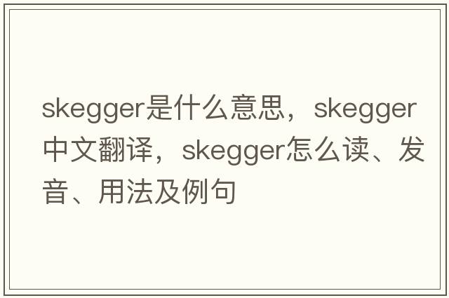 skegger是什么意思，skegger中文翻譯，skegger怎么讀、發(fā)音、用法及例句