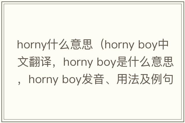 horny什么意思（horny boy中文翻譯，horny boy是什么意思，horny boy發(fā)音、用法及例句）
