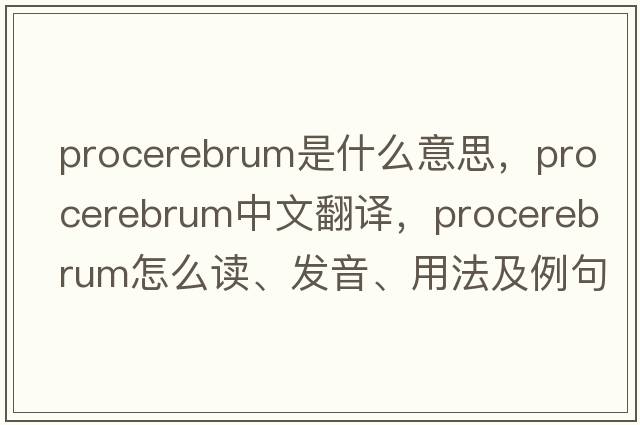 procerebrum是什么意思，procerebrum中文翻譯，procerebrum怎么讀、發(fā)音、用法及例句