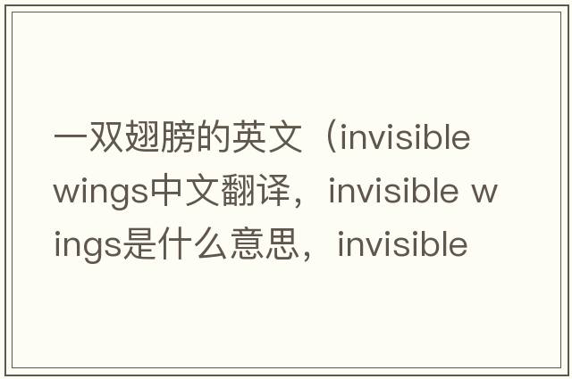 一雙翅膀的英文（invisible wings中文翻譯，invisible wings是什么意思，invisible wings發(fā)音、用法及例句）
