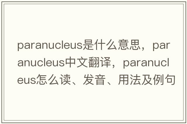 paranucleus是什么意思，paranucleus中文翻譯，paranucleus怎么讀、發(fā)音、用法及例句