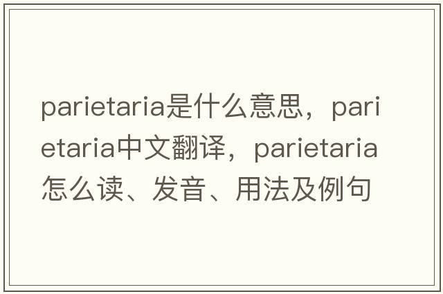 Parietaria是什么意思，Parietaria中文翻譯，Parietaria怎么讀、發(fā)音、用法及例句