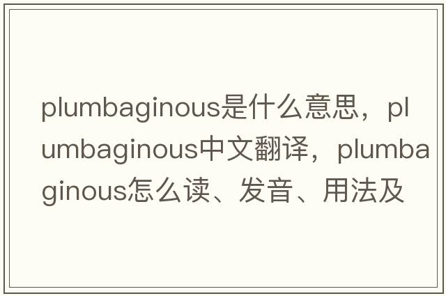 plumbaginous是什么意思，plumbaginous中文翻譯，plumbaginous怎么讀、發(fā)音、用法及例句