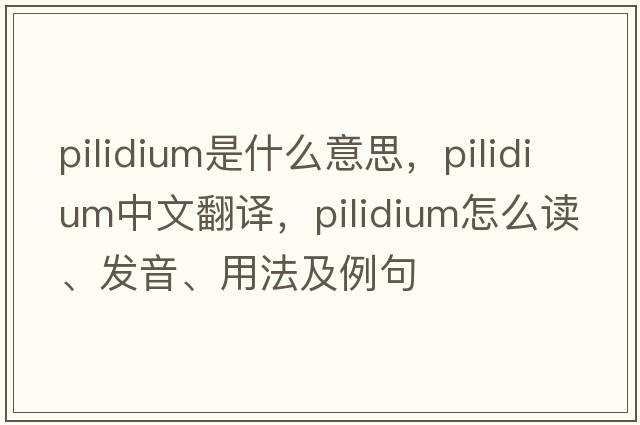 pilidium是什么意思，pilidium中文翻譯，pilidium怎么讀、發(fā)音、用法及例句