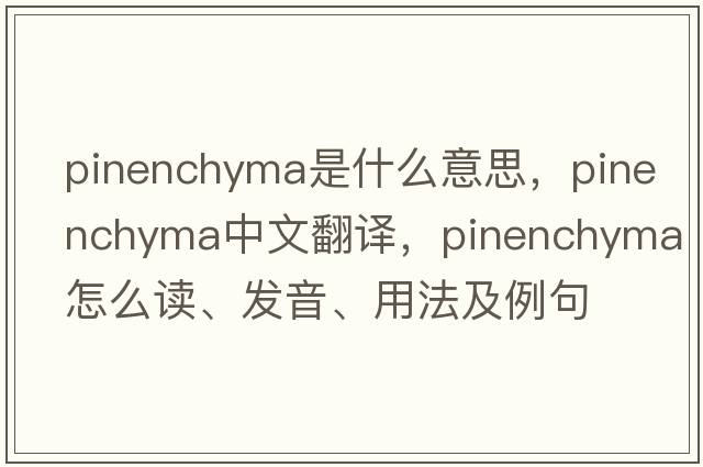 pinenchyma是什么意思，pinenchyma中文翻譯，pinenchyma怎么讀、發(fā)音、用法及例句