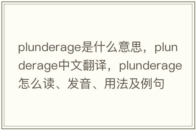 plunderage是什么意思，plunderage中文翻譯，plunderage怎么讀、發(fā)音、用法及例句