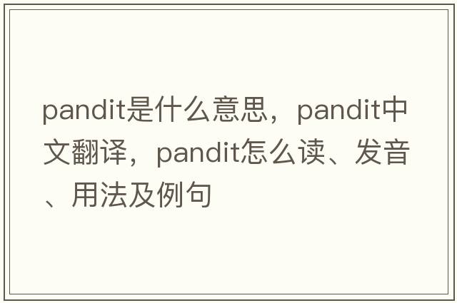 pandit是什么意思，pandit中文翻譯，pandit怎么讀、發(fā)音、用法及例句