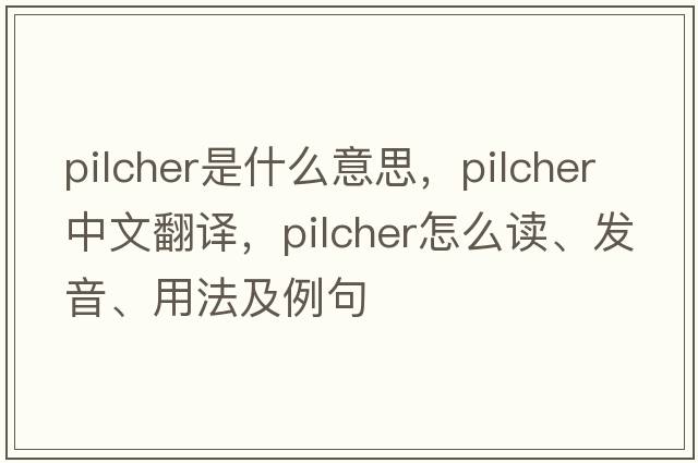 Pilcher是什么意思，Pilcher中文翻譯，Pilcher怎么讀、發(fā)音、用法及例句