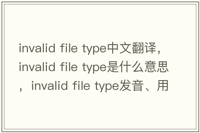 invalid file type中文翻譯，invalid file type是什么意思，invalid file type發(fā)音、用法及例句