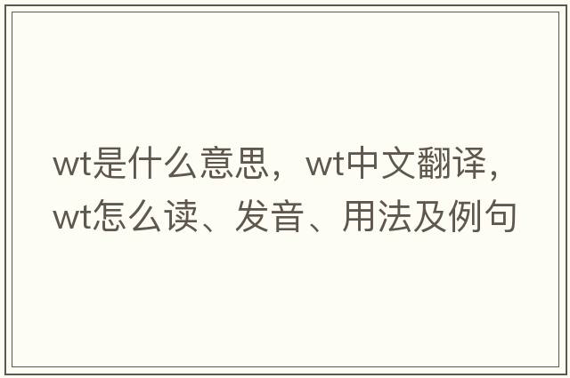 wt是什么意思，wt中文翻譯，wt怎么讀、發(fā)音、用法及例句