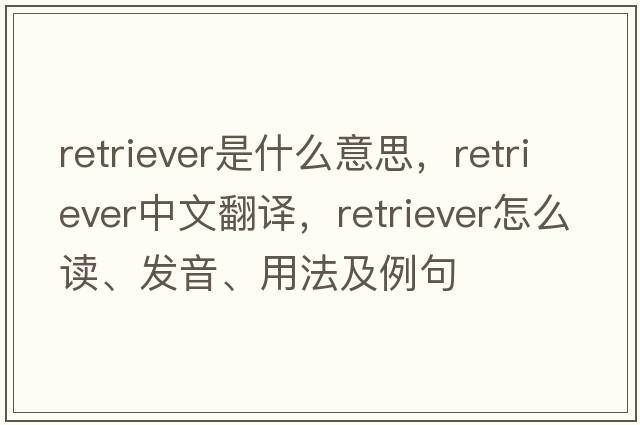 retriever是什么意思，retriever中文翻譯，retriever怎么讀、發(fā)音、用法及例句