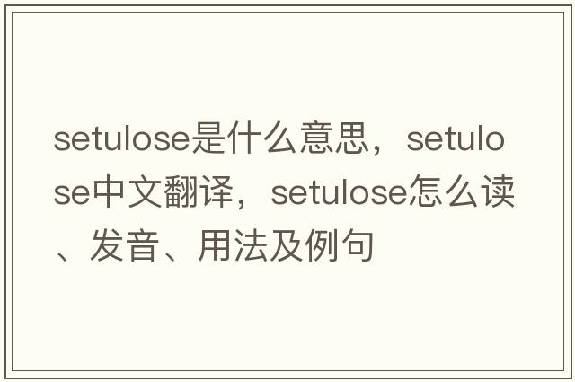 setulose是什么意思，setulose中文翻譯，setulose怎么讀、發(fā)音、用法及例句