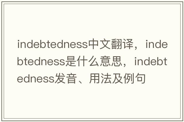indebtedness中文翻譯，indebtedness是什么意思，indebtedness發(fā)音、用法及例句