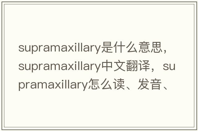 supramaxillary是什么意思，supramaxillary中文翻譯，supramaxillary怎么讀、發(fā)音、用法及例句
