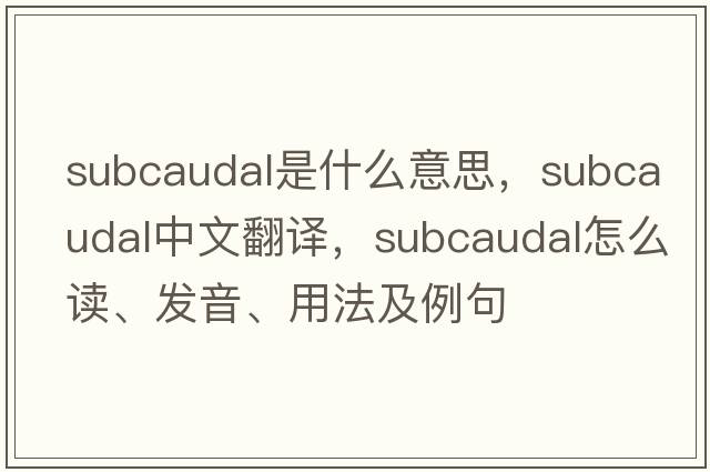 subcaudal是什么意思，subcaudal中文翻譯，subcaudal怎么讀、發(fā)音、用法及例句