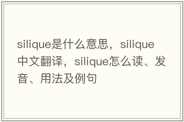 silique是什么意思，silique中文翻譯，silique怎么讀、發(fā)音、用法及例句