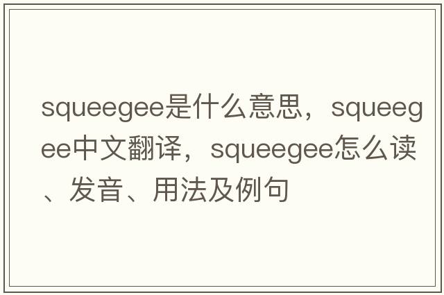 squeegee是什么意思，squeegee中文翻譯，squeegee怎么讀、發(fā)音、用法及例句