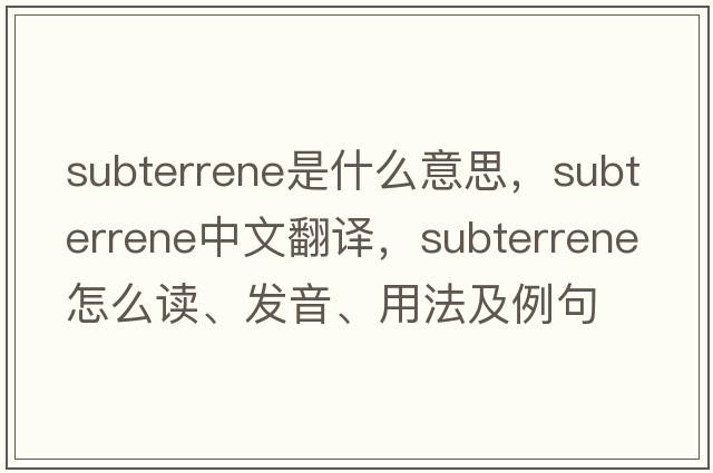 subterrene是什么意思，subterrene中文翻譯，subterrene怎么讀、發(fā)音、用法及例句