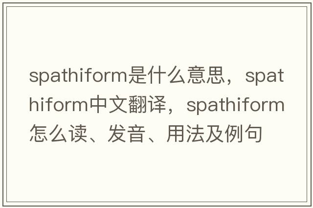 spathiform是什么意思，spathiform中文翻譯，spathiform怎么讀、發(fā)音、用法及例句