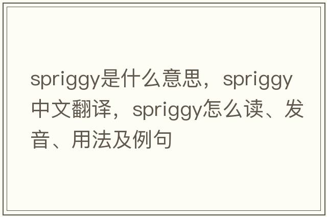 spriggy是什么意思，spriggy中文翻譯，spriggy怎么讀、發(fā)音、用法及例句