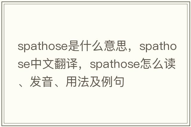 spathose是什么意思，spathose中文翻譯，spathose怎么讀、發(fā)音、用法及例句