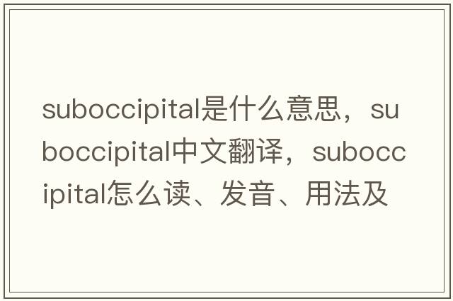 suboccipital是什么意思，suboccipital中文翻譯，suboccipital怎么讀、發(fā)音、用法及例句