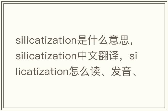 silicatization是什么意思，silicatization中文翻譯，silicatization怎么讀、發(fā)音、用法及例句