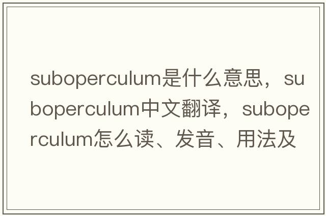 suboperculum是什么意思，suboperculum中文翻譯，suboperculum怎么讀、發(fā)音、用法及例句