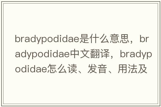 Bradypodidae是什么意思，Bradypodidae中文翻譯，Bradypodidae怎么讀、發(fā)音、用法及例句