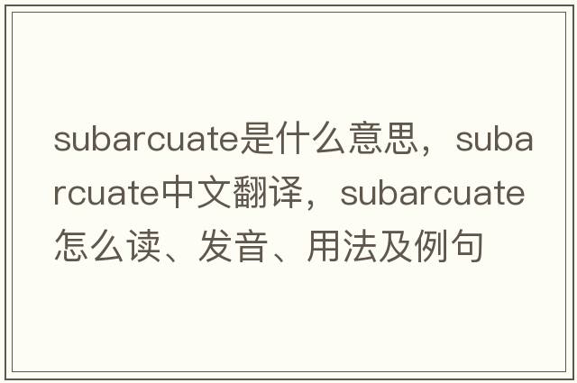 subarcuate是什么意思，subarcuate中文翻譯，subarcuate怎么讀、發(fā)音、用法及例句