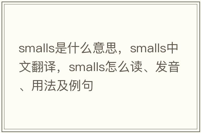 smalls是什么意思，smalls中文翻譯，smalls怎么讀、發(fā)音、用法及例句