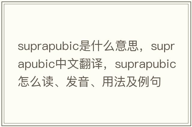 suprapubic是什么意思，suprapubic中文翻譯，suprapubic怎么讀、發(fā)音、用法及例句
