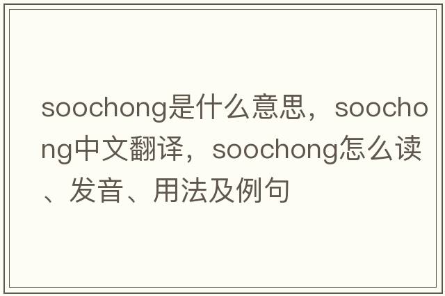 soochong是什么意思，soochong中文翻譯，soochong怎么讀、發(fā)音、用法及例句