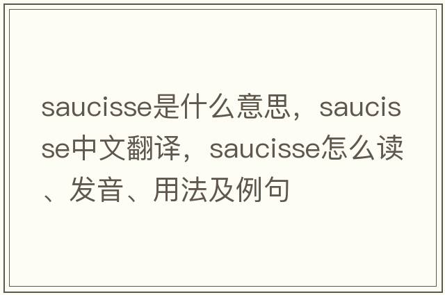 saucisse是什么意思，saucisse中文翻譯，saucisse怎么讀、發(fā)音、用法及例句