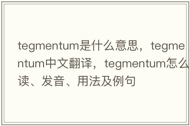 tegmentum是什么意思，tegmentum中文翻譯，tegmentum怎么讀、發(fā)音、用法及例句