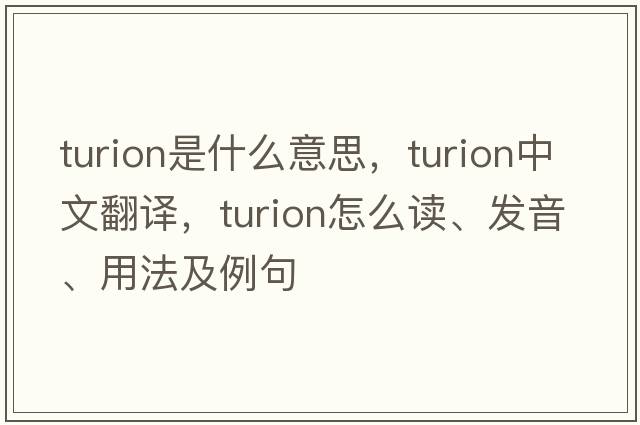 turion是什么意思，turion中文翻譯，turion怎么讀、發(fā)音、用法及例句