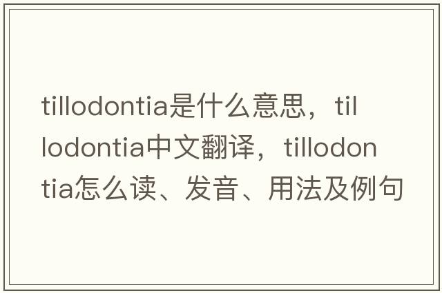 Tillodontia是什么意思，Tillodontia中文翻譯，Tillodontia怎么讀、發(fā)音、用法及例句