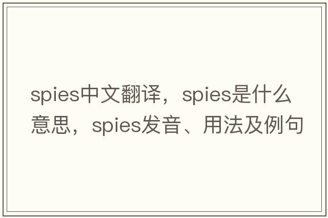 spies中文翻譯，spies是什么意思，spies發(fā)音、用法及例句