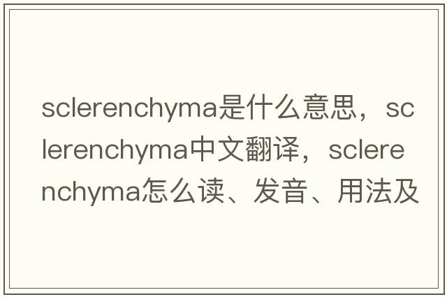 sclerenchyma是什么意思，sclerenchyma中文翻譯，sclerenchyma怎么讀、發(fā)音、用法及例句