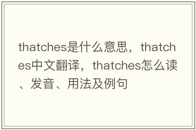 thatches是什么意思，thatches中文翻譯，thatches怎么讀、發(fā)音、用法及例句