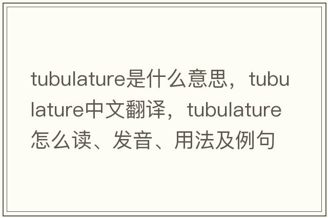 tubulature是什么意思，tubulature中文翻譯，tubulature怎么讀、發(fā)音、用法及例句