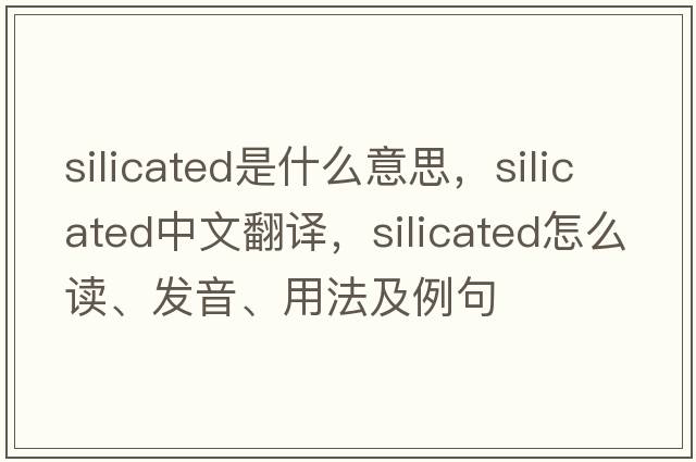 silicated是什么意思，silicated中文翻譯，silicated怎么讀、發(fā)音、用法及例句