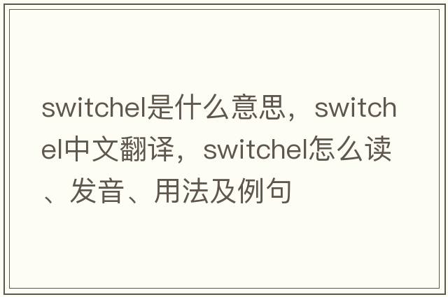 switchel是什么意思，switchel中文翻譯，switchel怎么讀、發(fā)音、用法及例句