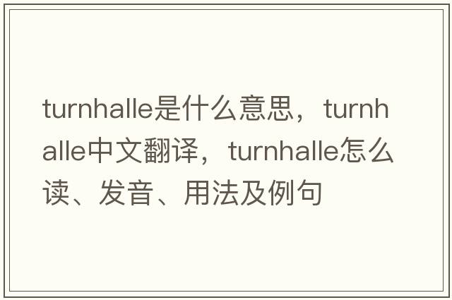 turnhalle是什么意思，turnhalle中文翻譯，turnhalle怎么讀、發(fā)音、用法及例句