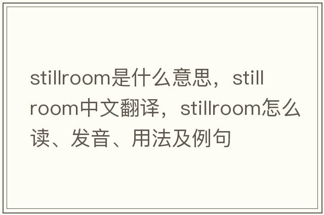stillroom是什么意思，stillroom中文翻譯，stillroom怎么讀、發(fā)音、用法及例句