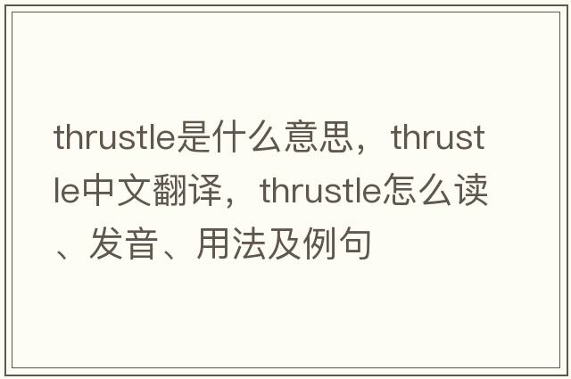 Thrustle是什么意思，Thrustle中文翻譯，Thrustle怎么讀、發(fā)音、用法及例句