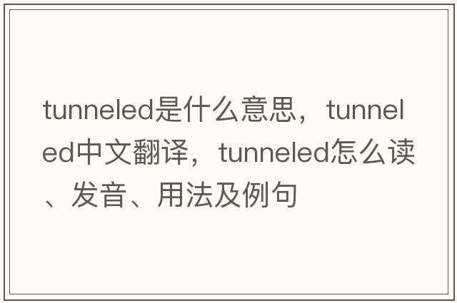 tunneled是什么意思，tunneled中文翻譯，tunneled怎么讀、發(fā)音、用法及例句