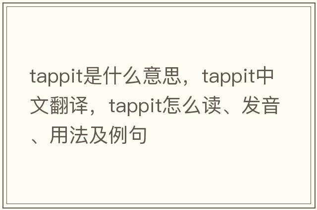 tappit是什么意思，tappit中文翻譯，tappit怎么讀、發(fā)音、用法及例句