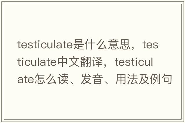 testiculate是什么意思，testiculate中文翻譯，testiculate怎么讀、發(fā)音、用法及例句